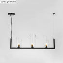 GobekUsa Modern Black Metallic Linear Chandelier with Oblique Clear Shade, LED Pendant Light - Warm/White Illumination
