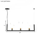 GobekUsa Modern Black Metallic Linear Chandelier with Oblique Clear Shade, LED Pendant Light - Warm/White Illumination