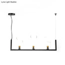 GobekUsa Modern Black Metallic Linear Chandelier with Oblique Clear Shade, LED Pendant Light - Warm/White Illumination
