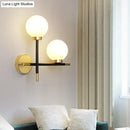 GobekUsa Modern Mini Globe Milk Glass Wall Sconce - 2-Light Black Fixture for Foyer