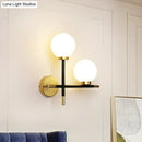 GobekUsa Modern Mini Globe Milk Glass Wall Sconce - 2-Light Black Fixture for Foyer