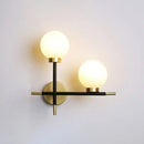 GobekUsa Modern Mini Globe Milk Glass Wall Sconce - 2-Light Black Fixture for Foyer