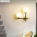 GobekUsa Modern Mini Globe Milk Glass Wall Sconce - 2-Light Black Fixture for Foyer