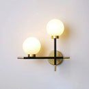 GobekUsa Modern Mini Globe Milk Glass Wall Sconce - 2-Light Black Fixture for Foyer