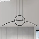 GobekUsa Modern Black Aluminum Arch Chandelier: LED Island Lamp with Ringed Design