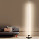 GobekUsa Modern Oval Frame LED Bedside Floor Lamp in Black - Simplicity, Acrylic, with Adjustable Light: Warm, White, Natural