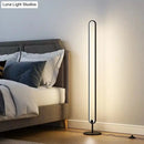 GobekUsa Modern Oval Frame LED Bedside Floor Lamp in Black - Simplicity, Acrylic, with Adjustable Light: Warm, White, Natural
