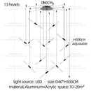 Modern Black Multi-Light Stairwell Pendant Light