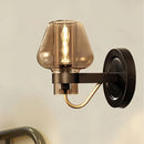 GobekUsa Modern Black Mushroom Wall Sconce with Amber Glass - Bedroom Lighting Fixture