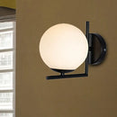 GobekUsa Modern Black Opal Glass Globe Wall Mounted Light Fixture with Frame Decoration