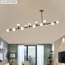 GobekUsa Modern Black Open Bulb Island Light with 7/13 Metal Lights - Simple Ceiling Lamp