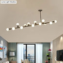 GobekUsa Modern Black Open Bulb Island Light with 7/13 Metal Lights - Simple Ceiling Lamp