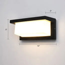 GobekUsa Black Modern Outdoor LED Wall Lamp with Rectangular Acrylic Shade