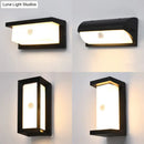 GobekUsa Black Modern Outdoor LED Wall Lamp with Rectangular Acrylic Shade