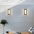 GobekUsa Black Modern Outdoor LED Wall Lamp with Rectangular Acrylic Shade