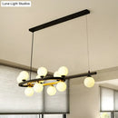 GobekUsa Black Oval Hanging Light Fixture - Nordic Style with 11 Metal Heads and Opal Glass Shade