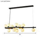 GobekUsa Black Oval Hanging Light Fixture - Nordic Style with 11 Metal Heads and Opal Glass Shade