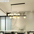 GobekUsa Black Oval Hanging Light Fixture - Nordic Style with 11 Metal Heads and Opal Glass Shade