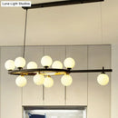 GobekUsa Black Oval Hanging Light Fixture - Nordic Style with 11 Metal Heads and Opal Glass Shade