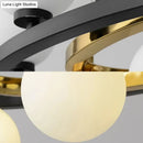 GobekUsa Black Oval Hanging Light Fixture - Nordic Style with 11 Metal Heads and Opal Glass Shade
