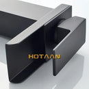 GobekUsa Black Plated Brass Waterfall Bathroom Basin Faucet Mixer Square Vanity Sink