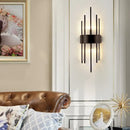 GobekUsa Modern Black Metal Wall Light with Prism Crystal for Living Room