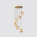 GobekUsa Modern Prismatic Crystal Cylindrical Pendant Ceiling Light for Stairway