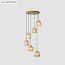 GobekUsa Modern Prismatic Crystal Cylindrical Pendant Ceiling Light for Stairway