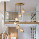GobekUsa Modern Prismatic Crystal Cylindrical Pendant Ceiling Light for Stairway
