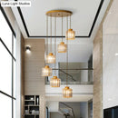 GobekUsa Modern Prismatic Crystal Cylindrical Pendant Ceiling Light for Stairway