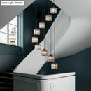 GobekUsa Modern Prismatic Crystal Cylindrical Pendant Ceiling Light for Stairway