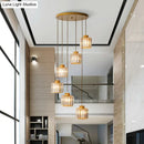 GobekUsa Modern Prismatic Crystal Cylindrical Pendant Ceiling Light for Stairway