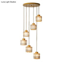 GobekUsa Modern Prismatic Crystal Cylindrical Pendant Ceiling Light for Stairway