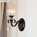 GobekUsa Clear Prismatic Crystal Sconce - Modern Black Cylinder Wall Mount Lamp for Living Room