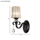 GobekUsa Clear Prismatic Crystal Sconce - Modern Black Cylinder Wall Mount Lamp for Living Room