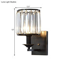 GobekUsa Black Prismatic Crystal Wall Mount Lamp - Modern Cylinder Design