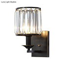 GobekUsa Black Prismatic Crystal Wall Mount Lamp - Modern Cylinder Design