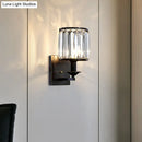 GobekUsa Black Prismatic Crystal Wall Mount Lamp - Modern Cylinder Design