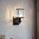 GobekUsa Black Prismatic Crystal Wall Mount Lamp - Modern Cylinder Design