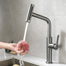 GobekUsa Black Pull Out Kitchen Faucet with Waterfall Stream Sprayer Head