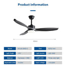 GobekUsa 52" Pure Copper DC Ceiling Fan with Remote Control & LED Light