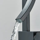 GobekUsa Black Brass Waterfall Basin Faucet with Single Handle Mixer Tap