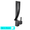 GobekUsa Black Brass Waterfall Basin Faucet with Single Handle Mixer Tap