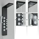 GobekUsa Black Rainfall Shower Panel Set with Massage System and Temperature Screen