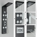 GobekUsa Black Rainfall Shower Panel Set with Massage System and Temperature Screen