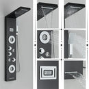 GobekUsa Black Rainfall Shower Panel Set with Massage System and Temperature Screen