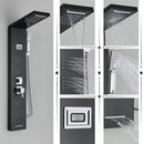 GobekUsa Black Rainfall Shower Panel Set with Massage System and Temperature Screen