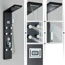 GobekUsa Black Rainfall Shower Panel Set with Massage System and Temperature Screen