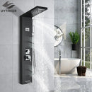 GobekUsa Black Rainfall Shower Panel Set with Massage System and Temperature Screen