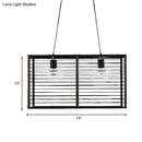 GobekUsa Modern Black Rectangle Cage Island Pendant Light - 16"/19.5" W, 2-Light Bamboo Suspension Lamp for Restaurants